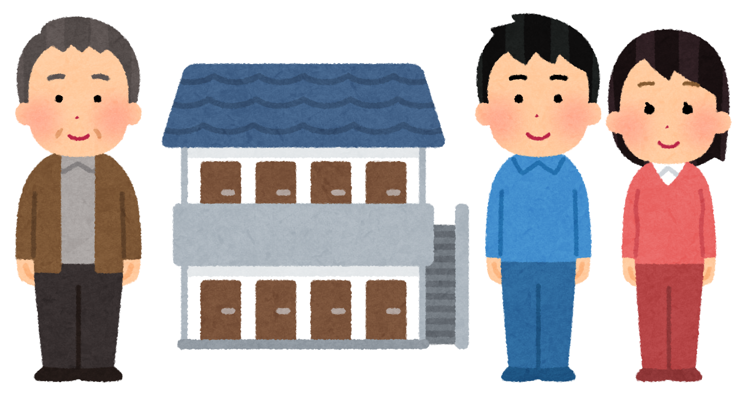 大家と入居者のイラスト