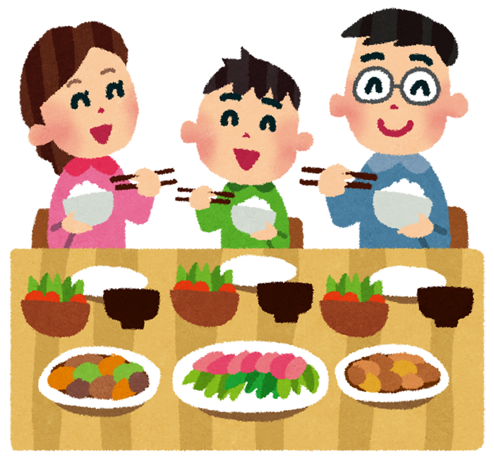 家族の食卓のイラスト