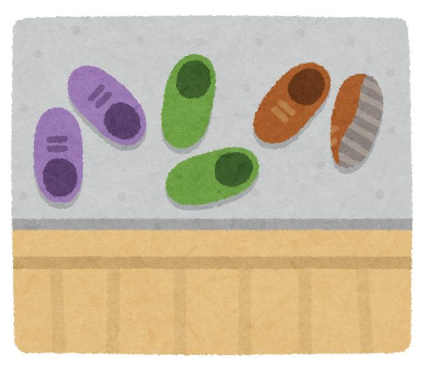 揃えられていない靴のイラスト