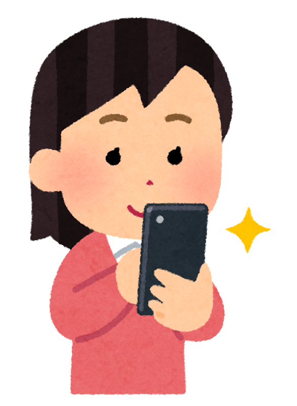 スマートフォンで写真を撮る人のイラスト