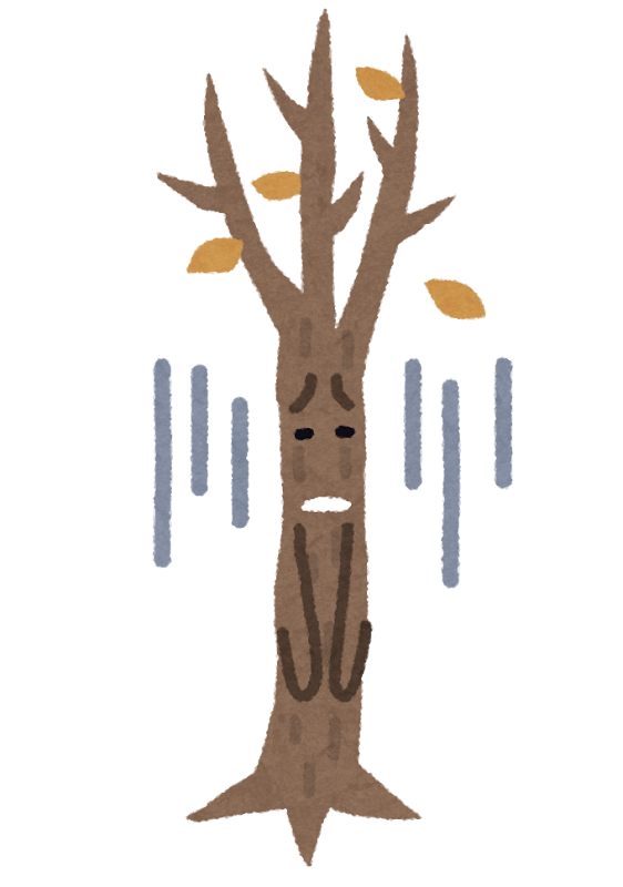 元気のない植物のキャラクターイラスト