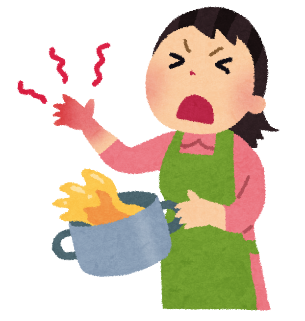 火傷をした女性のイラスト