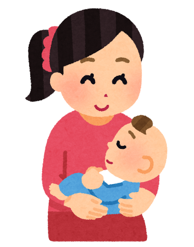 赤ちゃんを抱っこする母親のイラスト