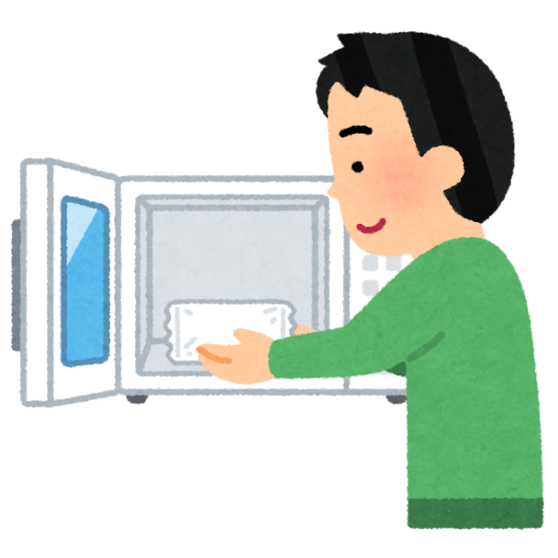 冷凍食品を温める人のイラスト