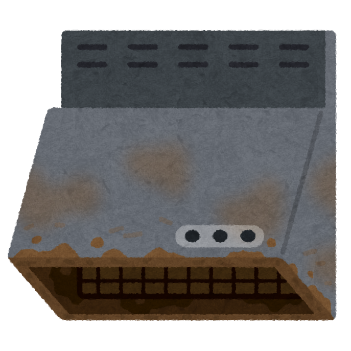油で汚れたレンジフードのイラスト