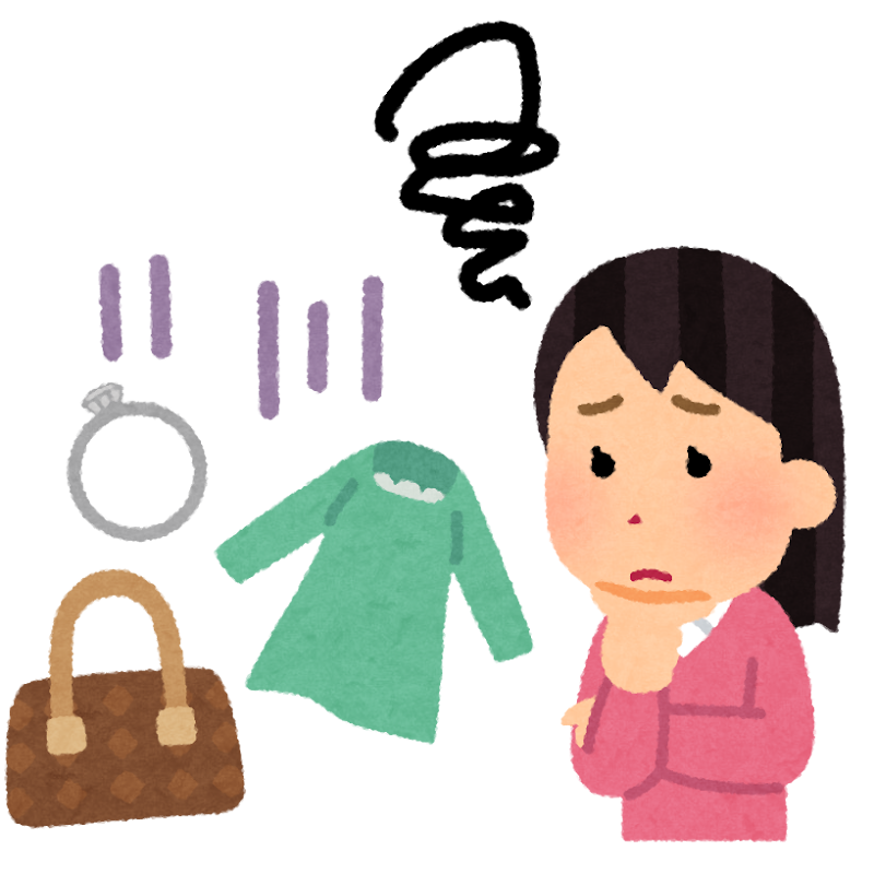 不用品の処分に困る人のイラスト