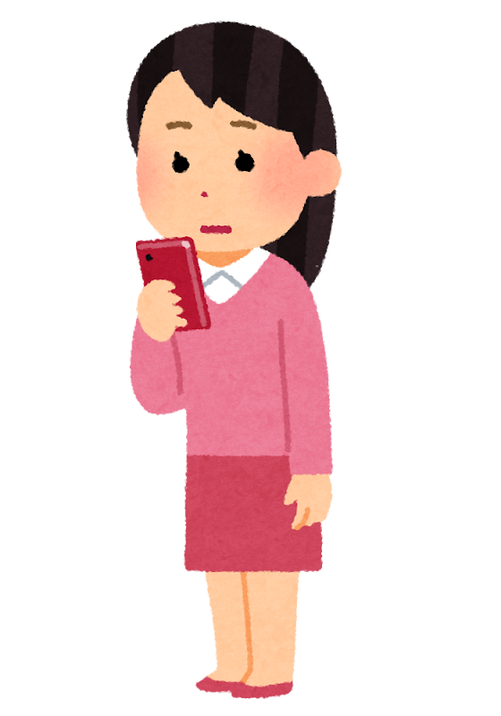 スマートフォンを見る女性のイラスト